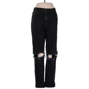 Women's Size 7 (W27) Black Distressed High Rise Mom Jeans - Made in the USA EUC